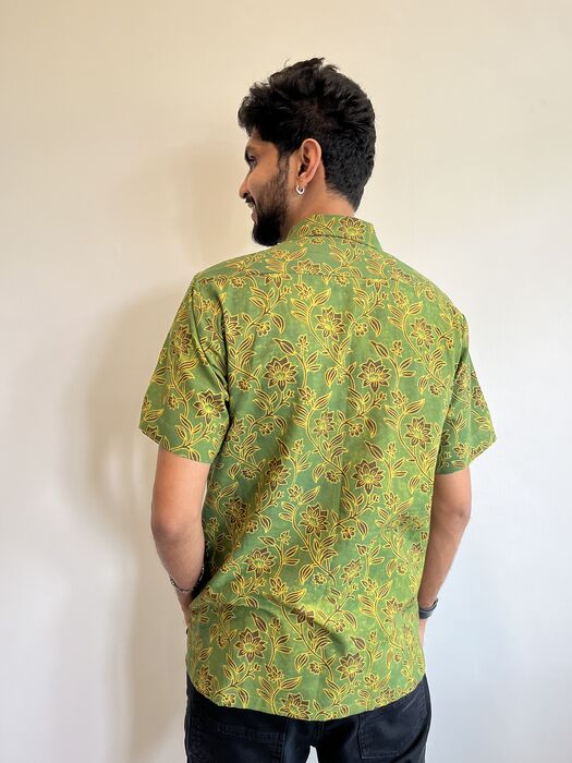Green Floral Print Shirt - image 1
