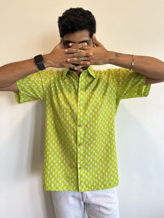 Lime Green Floral Shirt