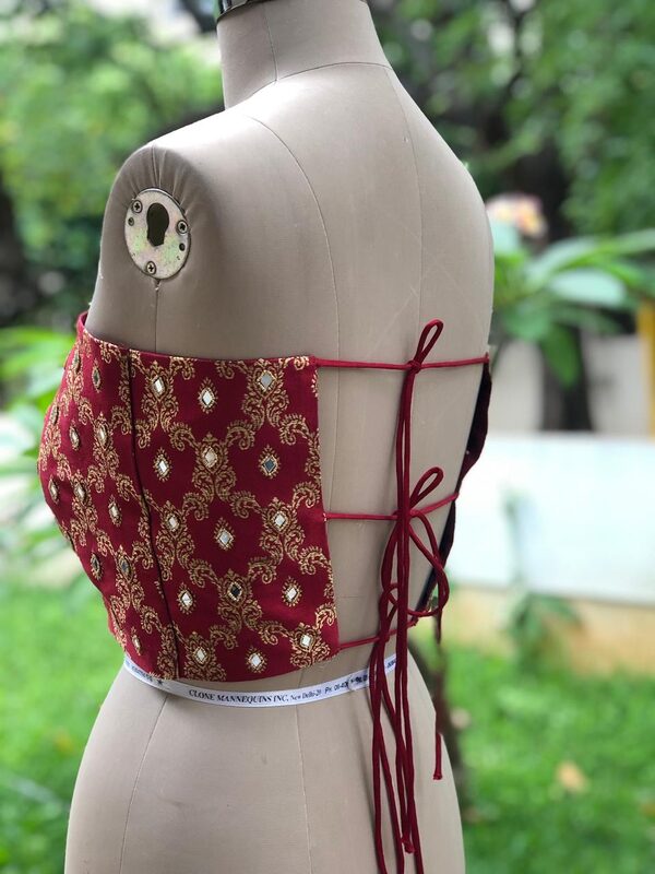 Maroon Brocade Mirror Bustier - image 2