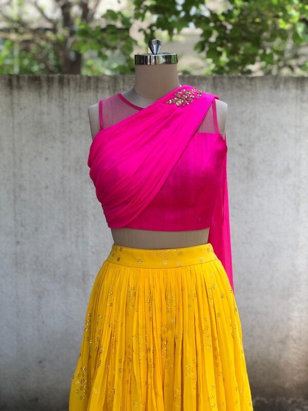 Pink and Yellow Lehenga Set - image 1