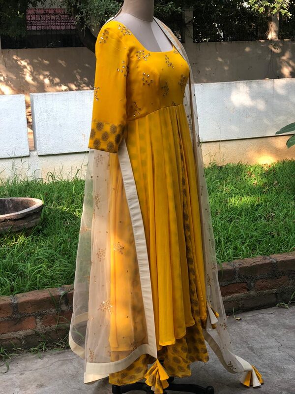 Yellow Mirror-Work Anarkali - image 1